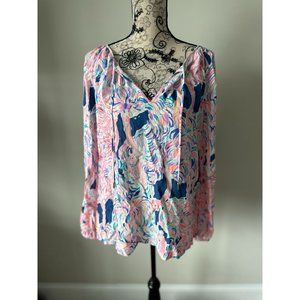 LILLY PULITZER Long Sleeve Blouse Sz L